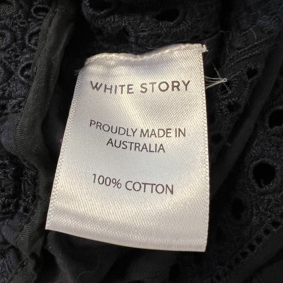 White Story Theia Crossover Eyelet Cotton V-neck Crop Top Navy Size AU 6 - Picture 10 of 10